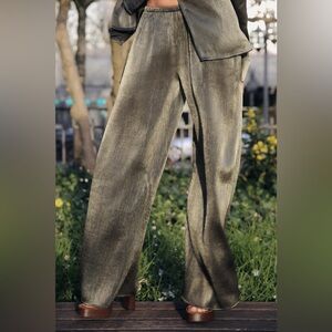NWT Zara WRINKLED EFFECT WIDE LEG PANTS